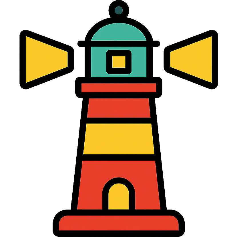 lighthouse in a lineal color outlined icon style emoji