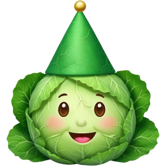 cabbage wearing party hat emoji