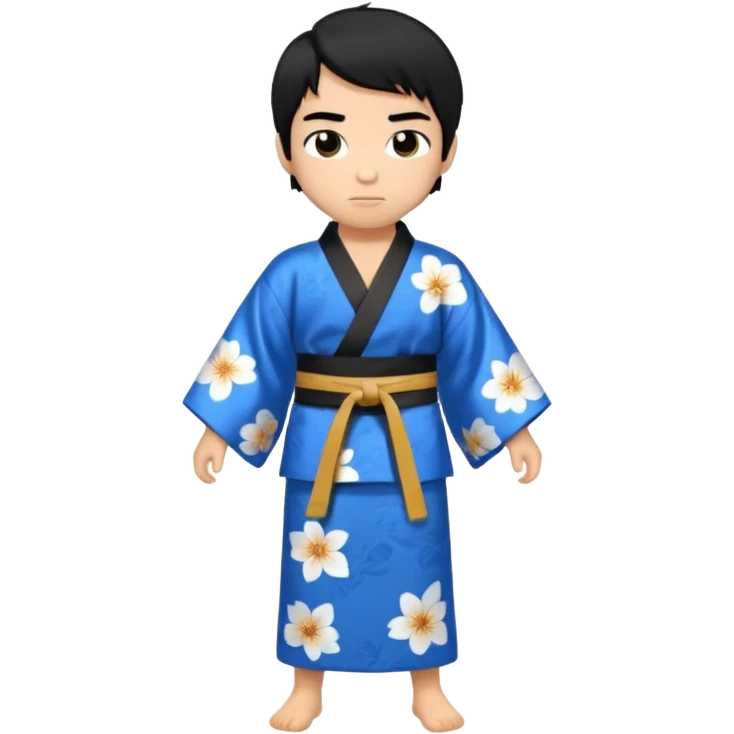 Кимоно синий для дзюдо мальчик с черными волосами все тело черный пояс     Волосы на бчуть добрее emoji
