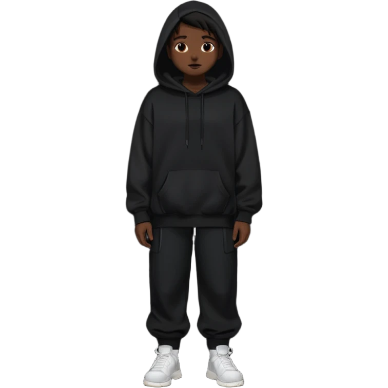 Oversized black hoodie and oversized pants dark aesthetic  emoji