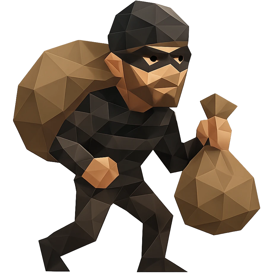 polygonal low-poly style thief character emoji