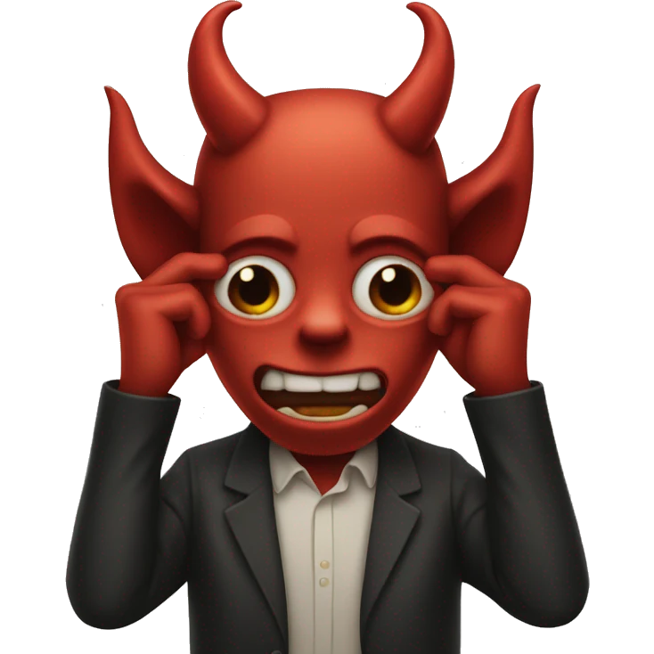 devil has hands over ears emoji