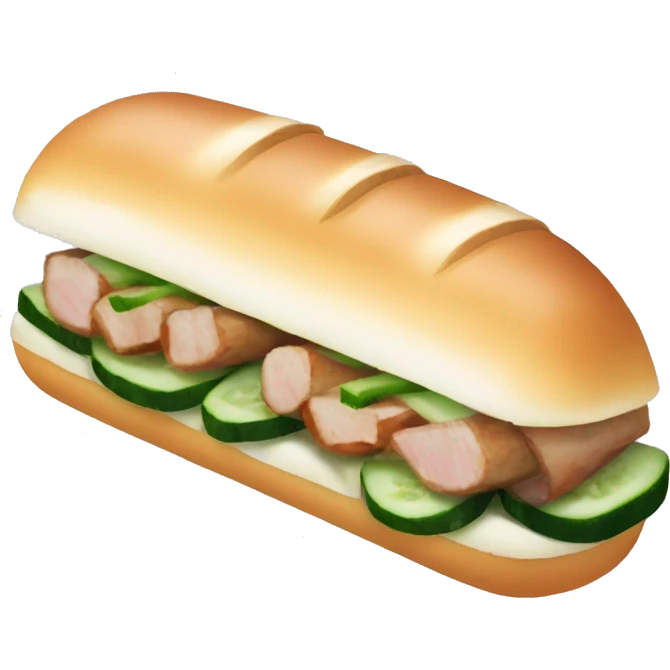 one banh mi with cucumber and pork belly emoji