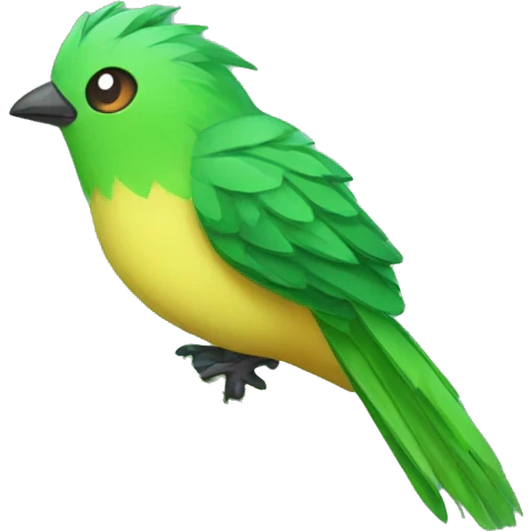 Colorful Legendary Green Jungle Grass Tree Bird Fakemon emoji