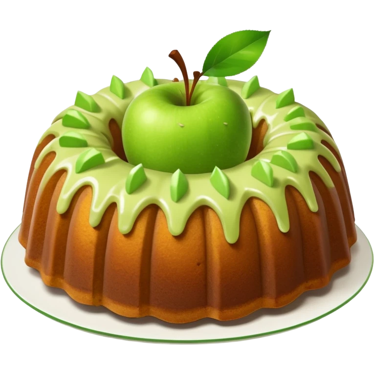 Bundt cake with green apple pieces sprinkled on top  emoji