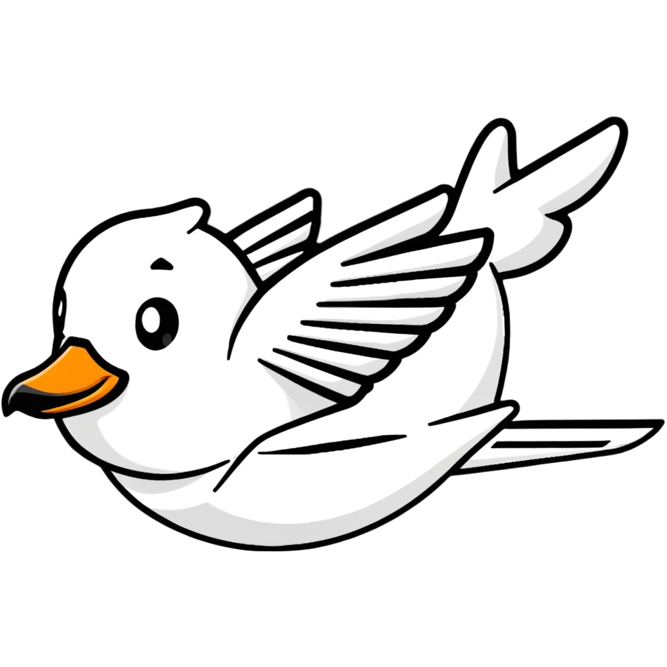 goose shaped like an airplane, airplane with goose features emoji
