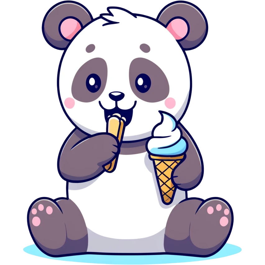 Panda eating ice cream emoji