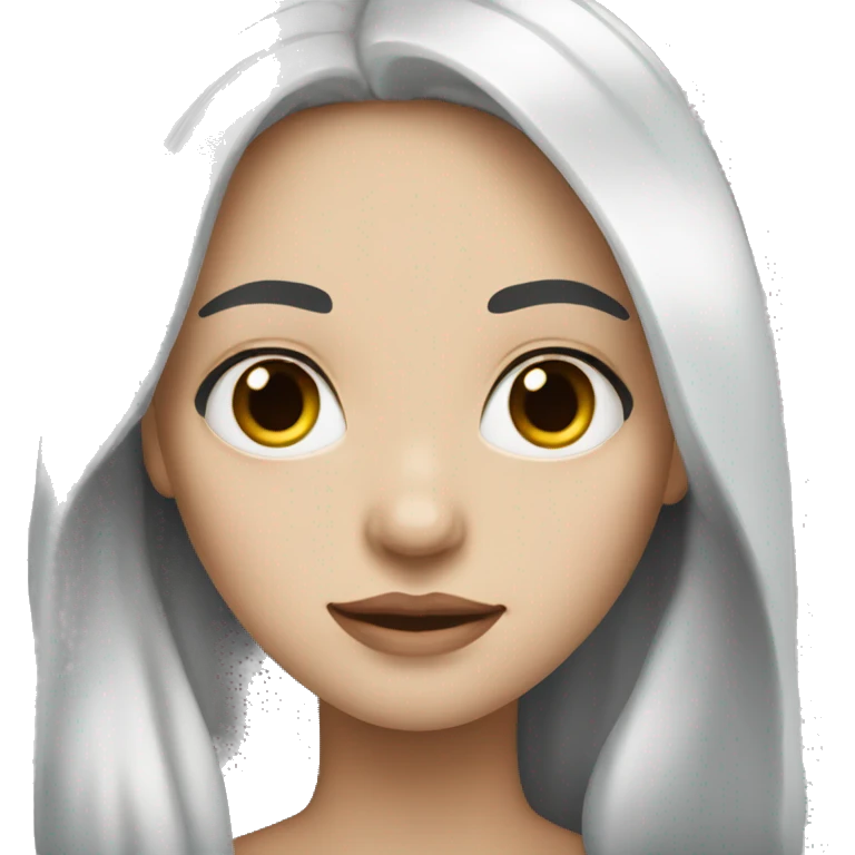 Woman who has white skin and half black hair and half White hair long hair emoji