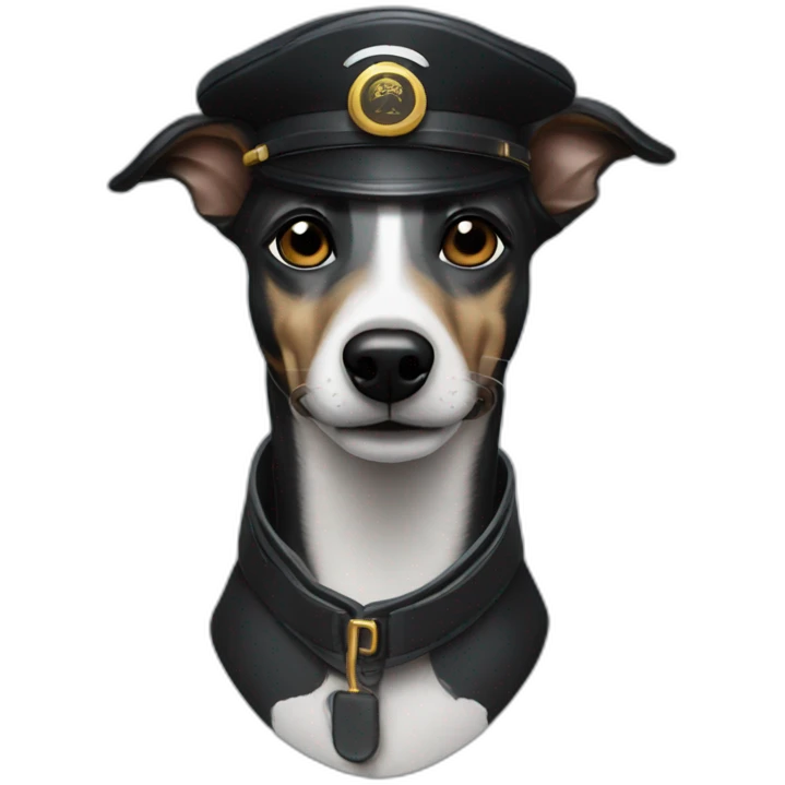 fully black whippet face dressed as pilot emoji