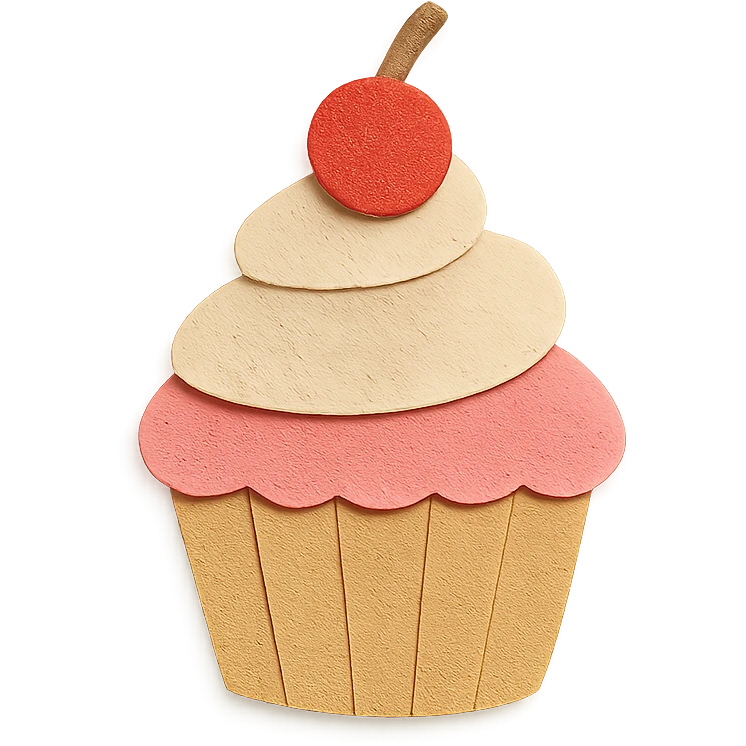 cupcake, layered paper textures, handmade look emoji