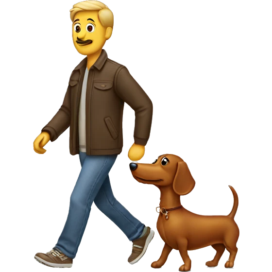 A guy walking a wiener dog emoji