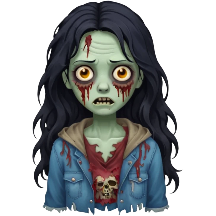 garota zumbi com cabelo preto ondulado longo  emoji