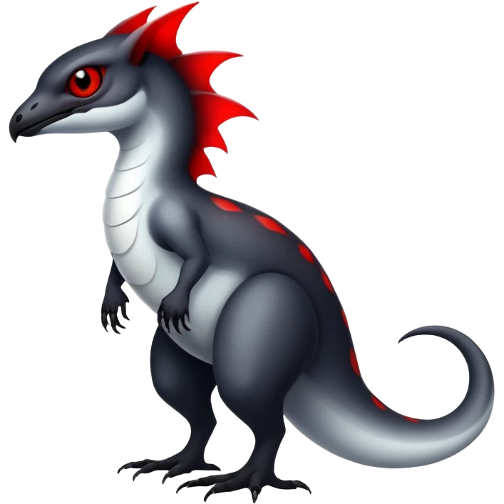 a translucent white with black belly and red eyes exotic edgy vernid-fionbri-creature full body emoji