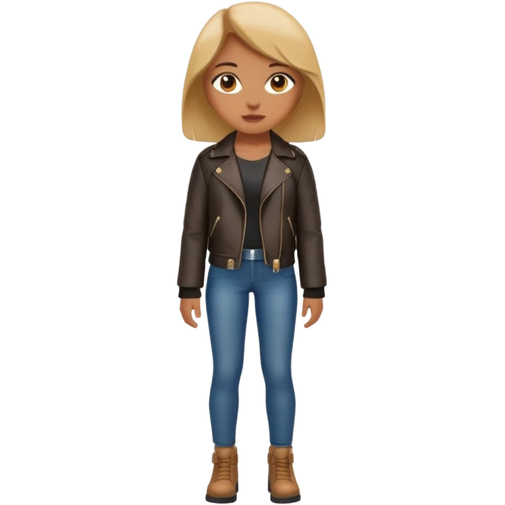 Girl in leather jocket, full body, different color emoji
