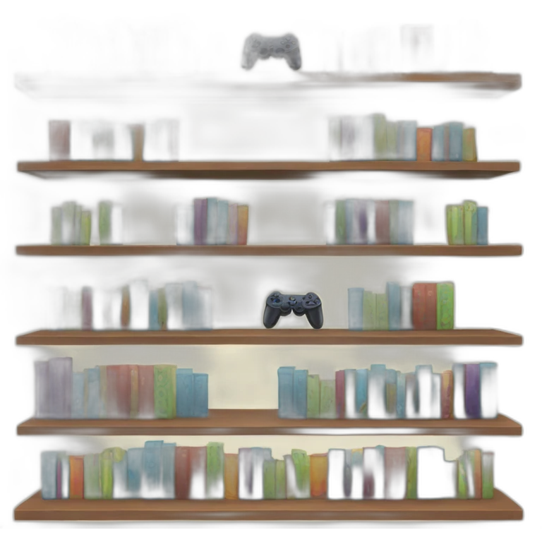 Bookshelves with gamepad  emoji