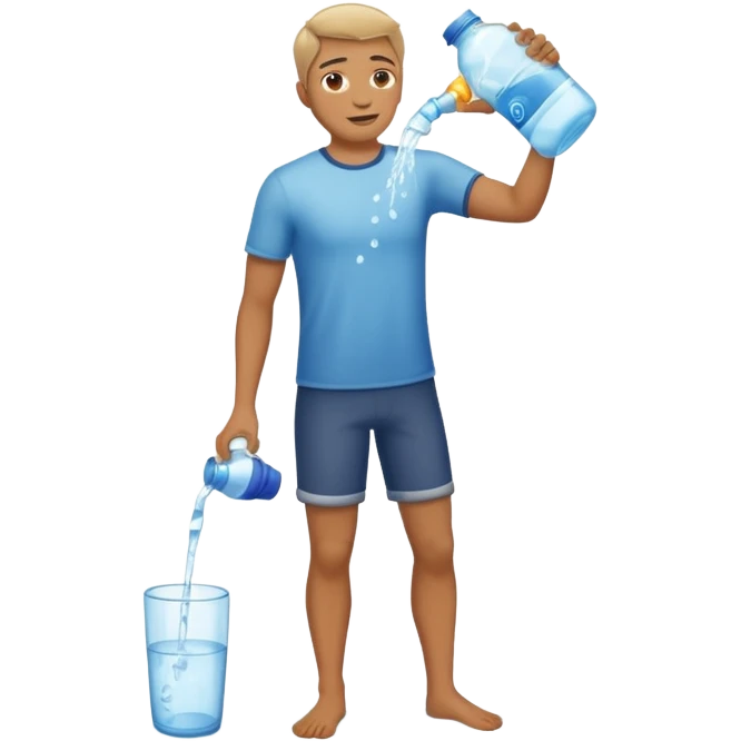 man full body emptying a bottle of water emoji