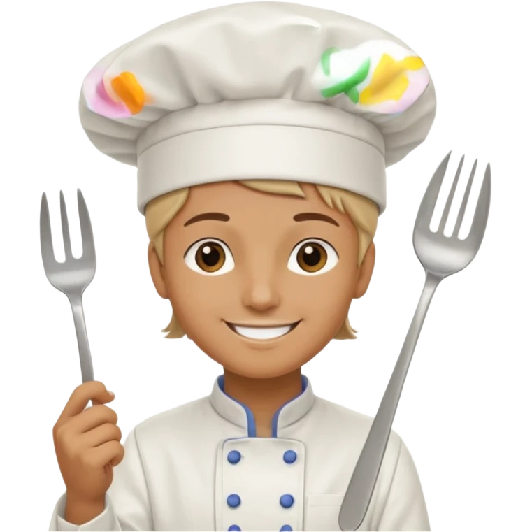 Eagle flyng over a kitchen with a fork in the hand emoji