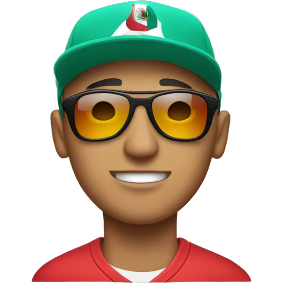Bald Mexican young man with a baseball cap and sunglasses looking cool emoji