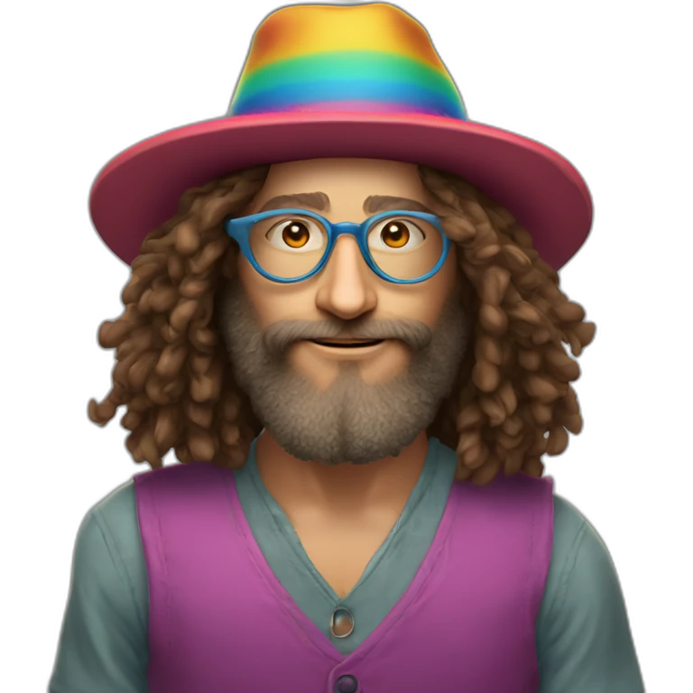 Ben goertzel with a colorful hat and circle glasses emoji