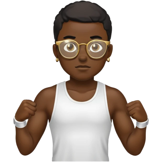 black boy gold glasses working out sweating emoji