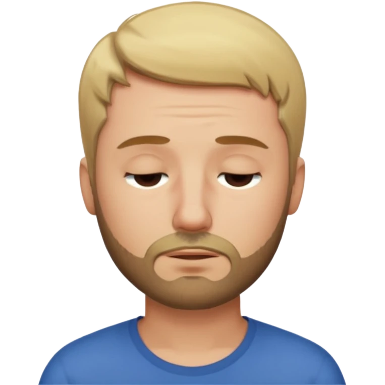 A man with short blond hair hair and a short brown  beard making a weary face with eyes closed emoji