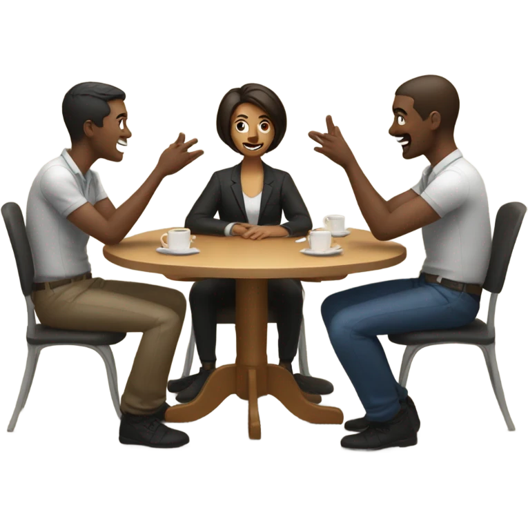 group discussion at a table emoji