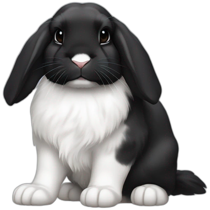 Black Holland lop rabbit with one white paw emoji