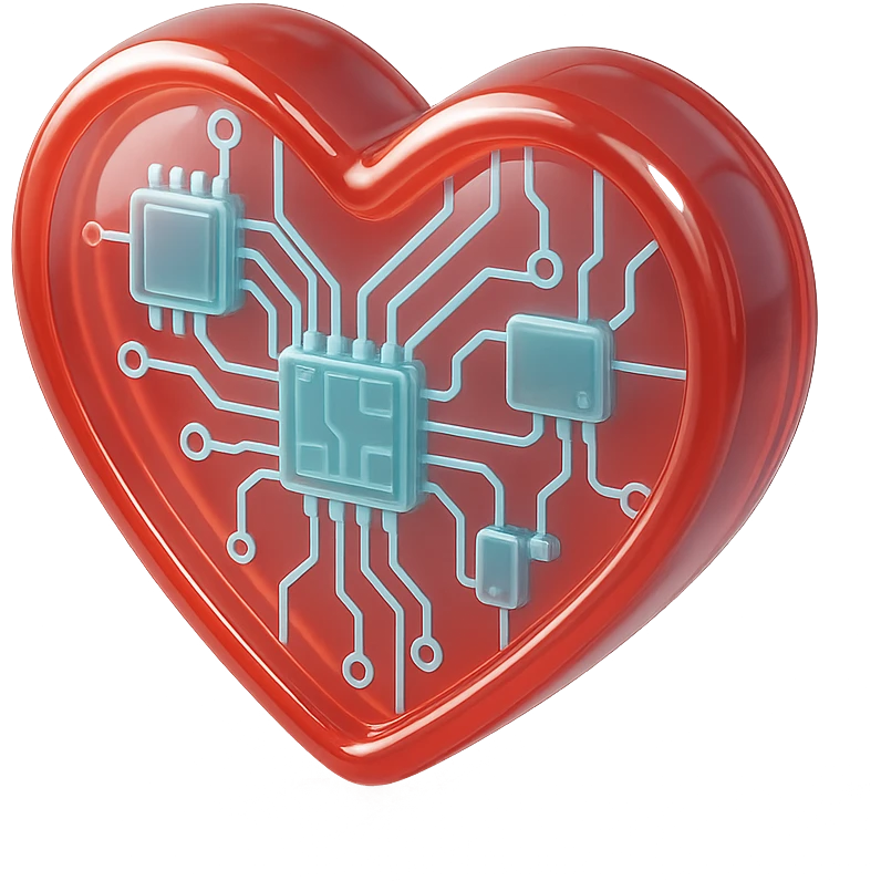 heart icon with glossy circuit style emoji