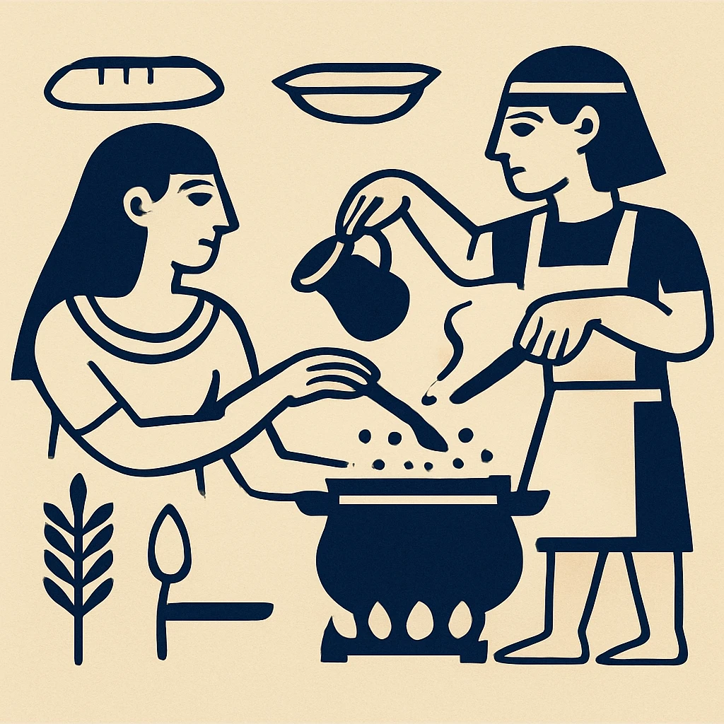 cooking lesson in hieroglyphs style emoji