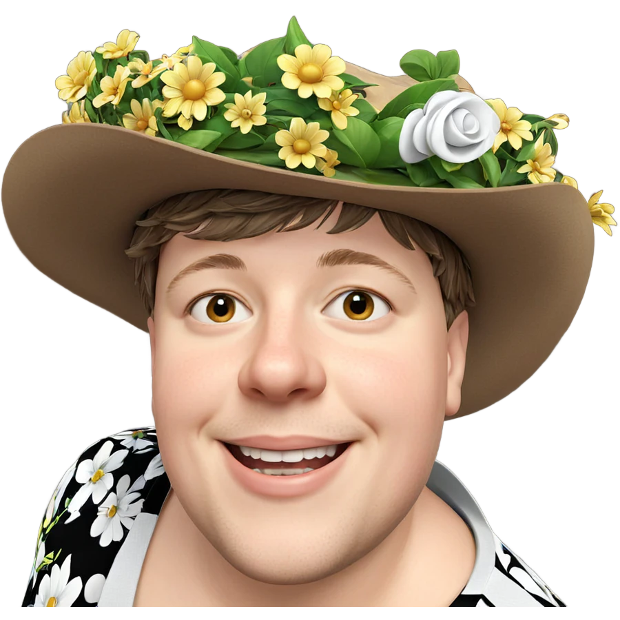 smiling boy in flower hat emoji