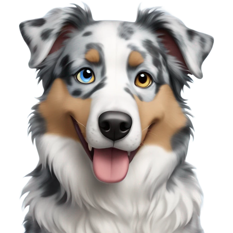 Blue Merle Australian shepherd mixed with a husky with ice blue eyes emoji