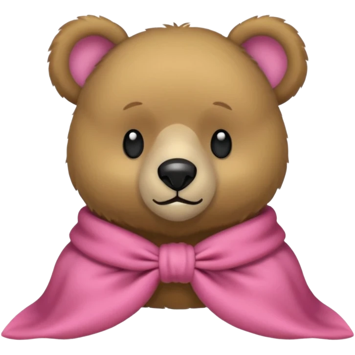 Ein süßer teddybär der mit einer hellrosanen decke zugedeckt ist und eine Schleife am Ohr hat emoji