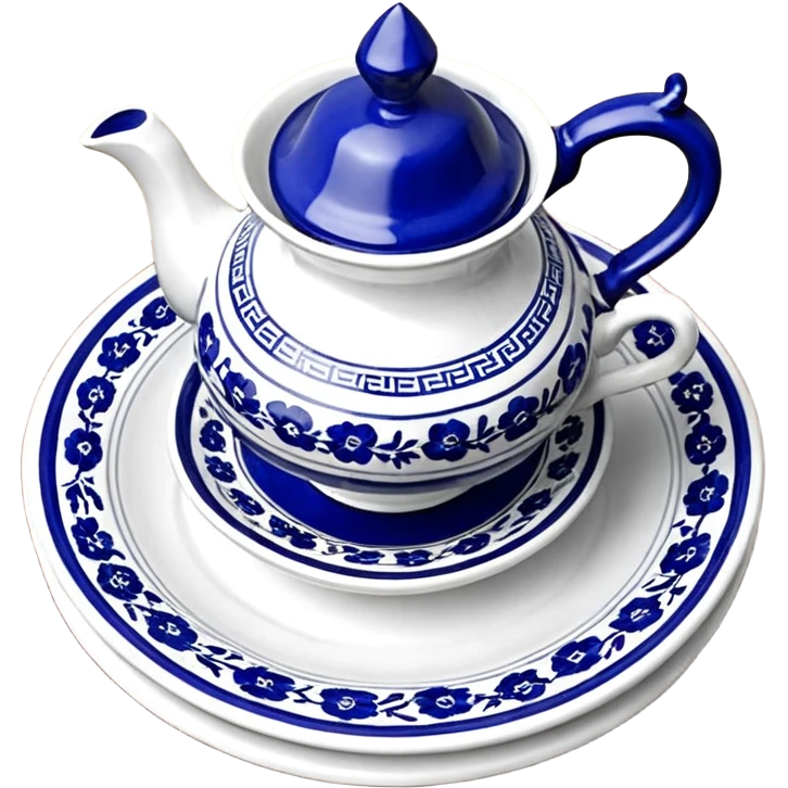 китайский сервиз в стили гжели emoji