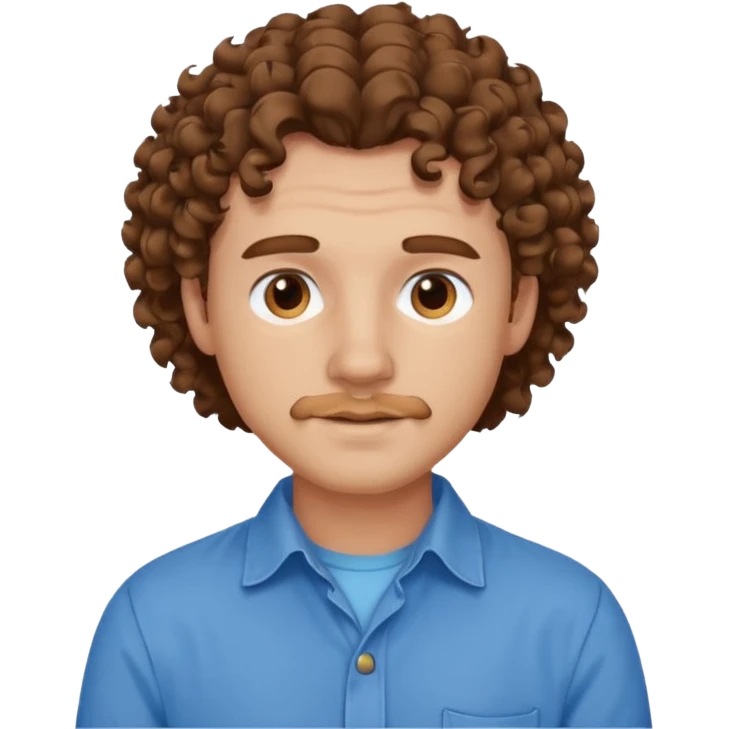 curly haired blue shirt man emoji