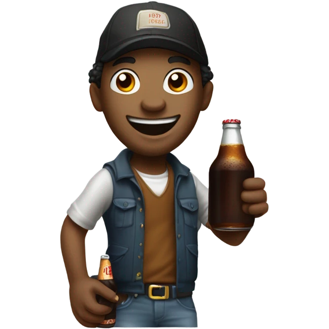 dumb thug with a bottle of root beer emoji