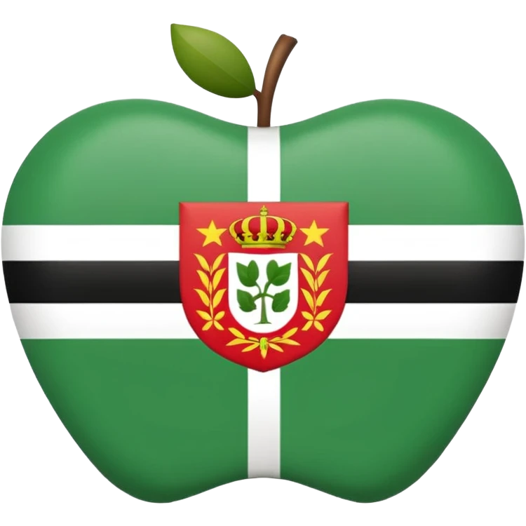 flag of Extremadura, Spain, apple emoji style, three horizontal stripes green white black, with coat of arms in the center emoji