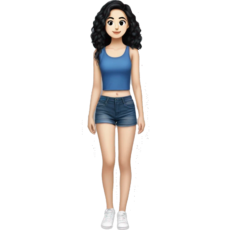 Hania amir, teen, full body, aesthetic, well detailed, black hair emoji