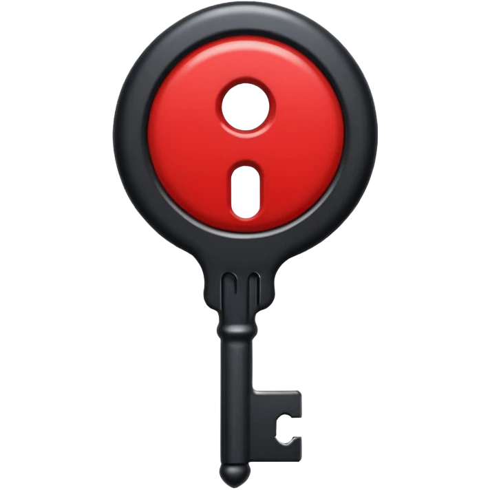 iOS sticker, dark key, black metal, red hole, minimal emoji
