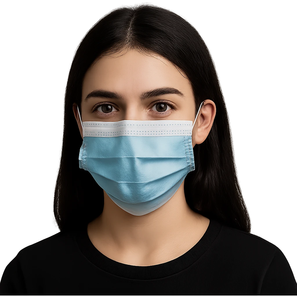 girl with dark hair wearing a covid mask, variation 1 emoji
