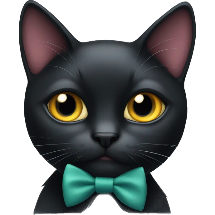 Black cat with a bow tie emoji