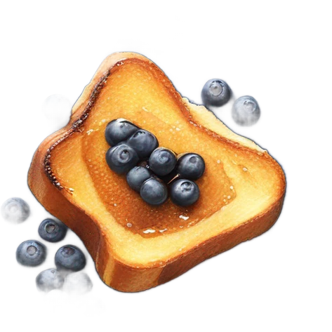 french toast with blueberries and brown maple syrup on top emoji