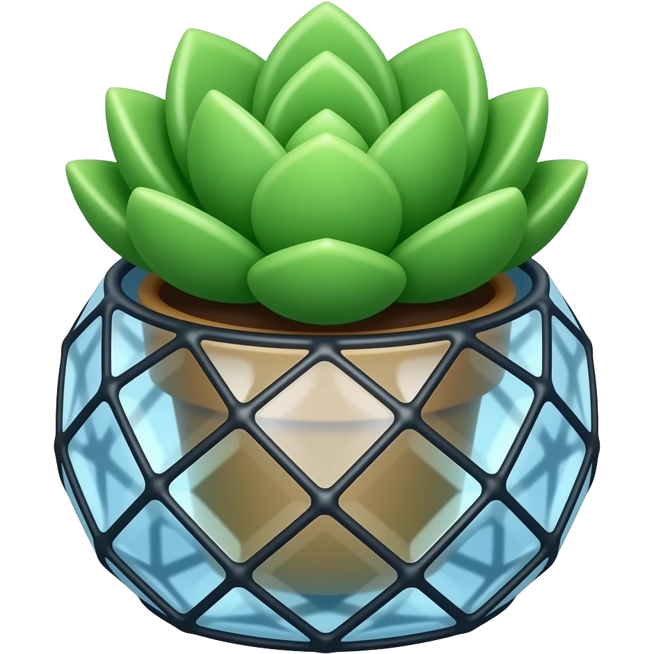 Succulent plant in stained glass crystal pot emoji