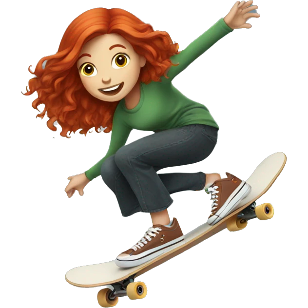 Redhead girl skateboarding  emoji