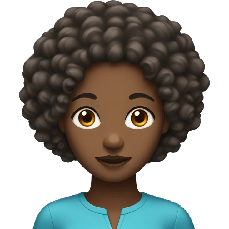black woman with curly hair and blu eyes  emoji