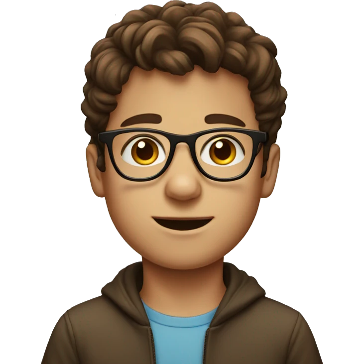 brown haired boy portrait with glasses  emoji