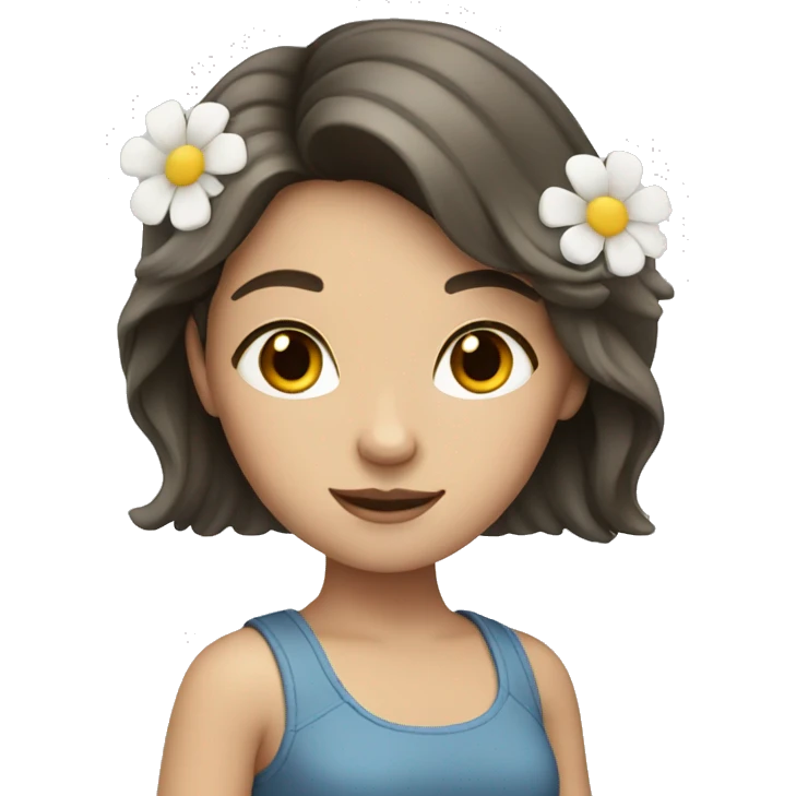 White brunette girl with flowers  emoji