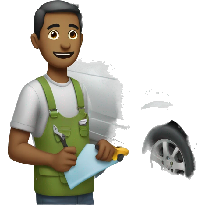 guy repairs car emoji