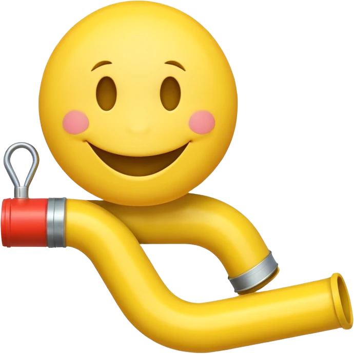 A smiley face with a yellow tube coming out its mouth emoji