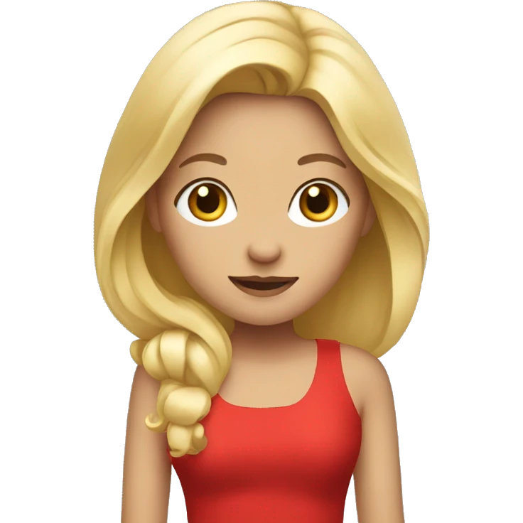 blonde girl in a red open dress emoji