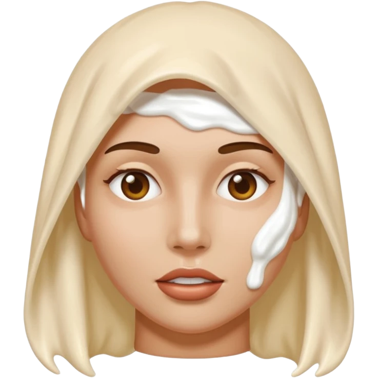 White cum dripping all over woman’s face.  emoji